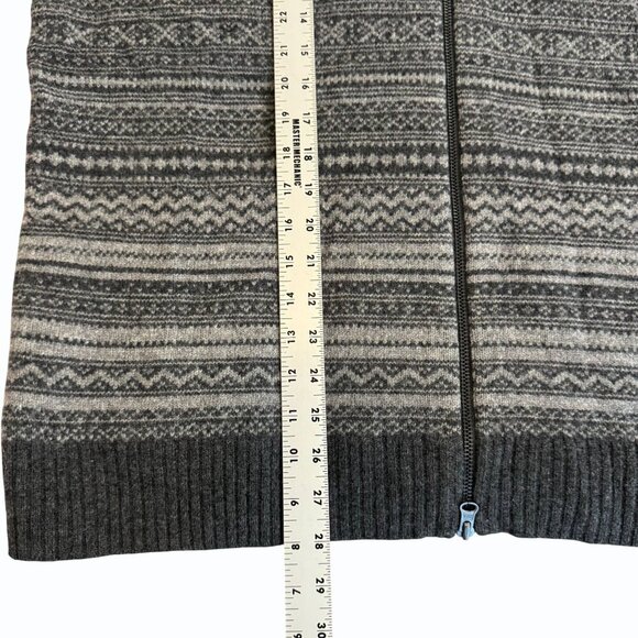 Express Zip Front Lambswool Cardigan Mens Size XL Fair Isle Charcoal Heritage - Picture 8 of 11